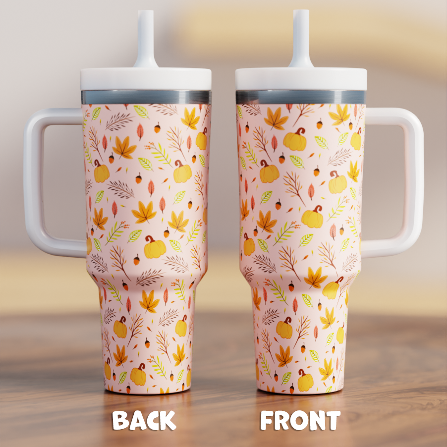 Fall Autumn Leaves Spill Proof Adult CREWCUP 40oz