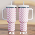 Checkered Pink Spill Proof CREWCUP 40oz