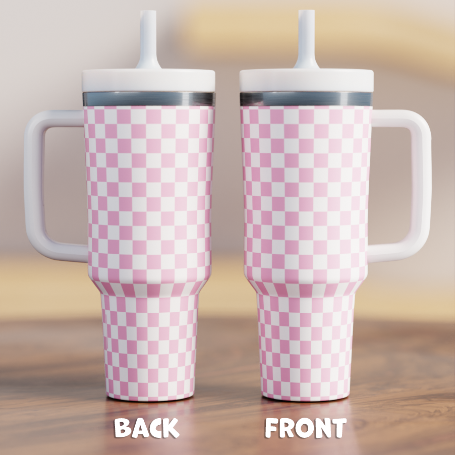 Checkered Pink Spill Proof CREWCUP 40oz
