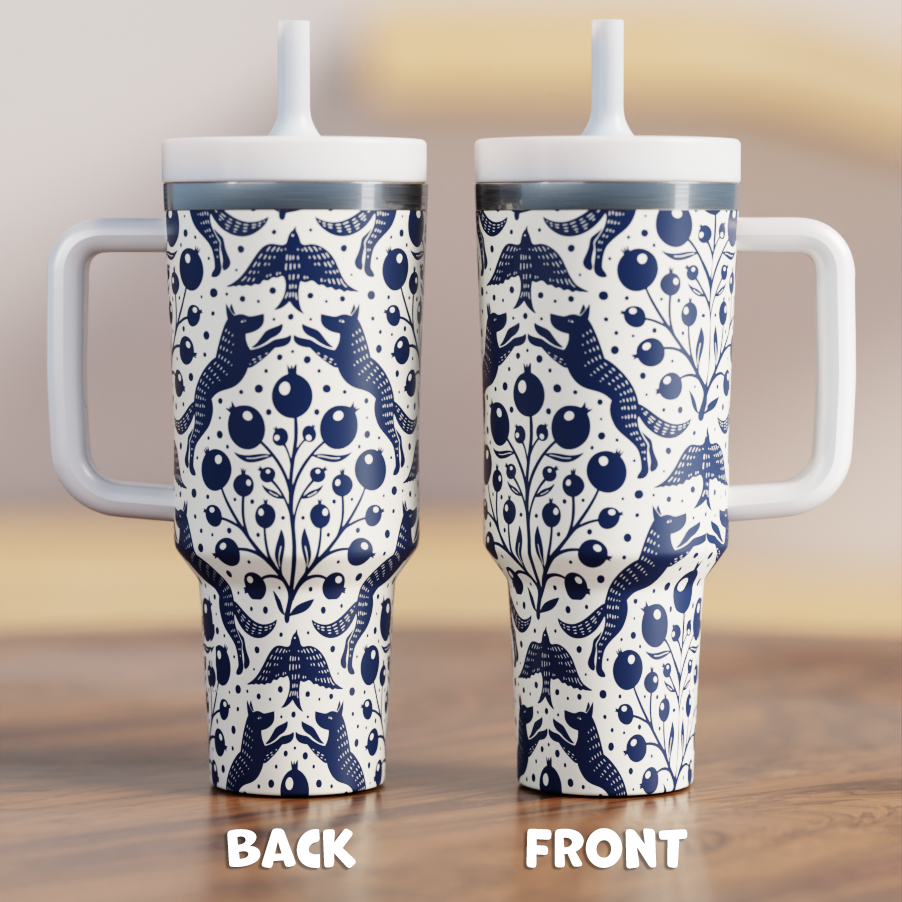 Folk Art Blue Spill Proof Adult CREWCUP 40oz
