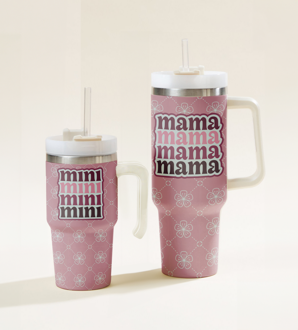 MAMA and MINI Bundle (40oz, 20oz, Pink, Flowers)