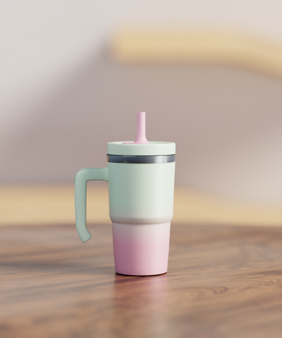 Green Pink Gradient Spill Proof Kids CREWCUP 20oz