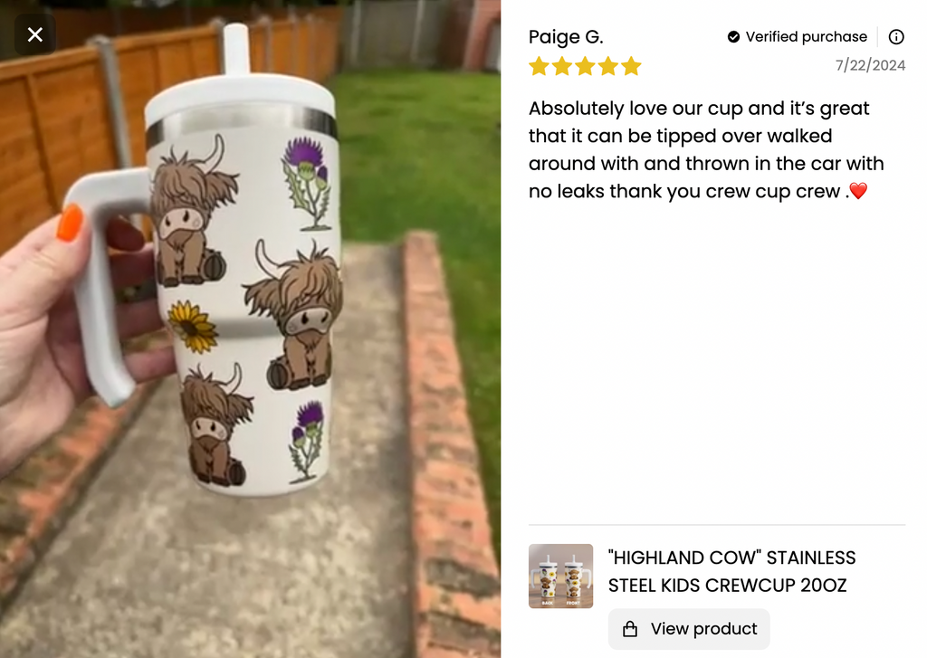 Highland Cow Spill Proof Kids CREWCUP 20oz