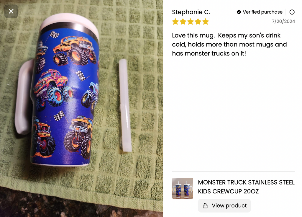 Monster Truck Spill Proof Kids CREWCUP 20oz