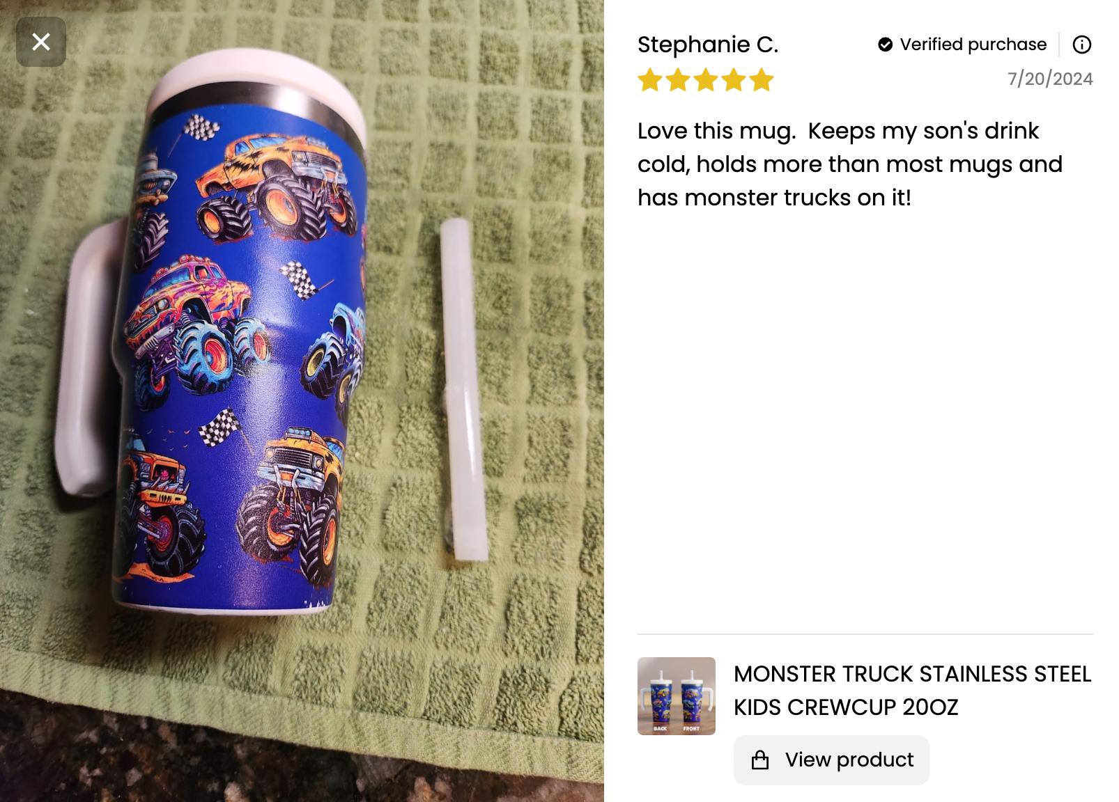 Monster Truck Spill Proof Kids CREWCUP 20oz
