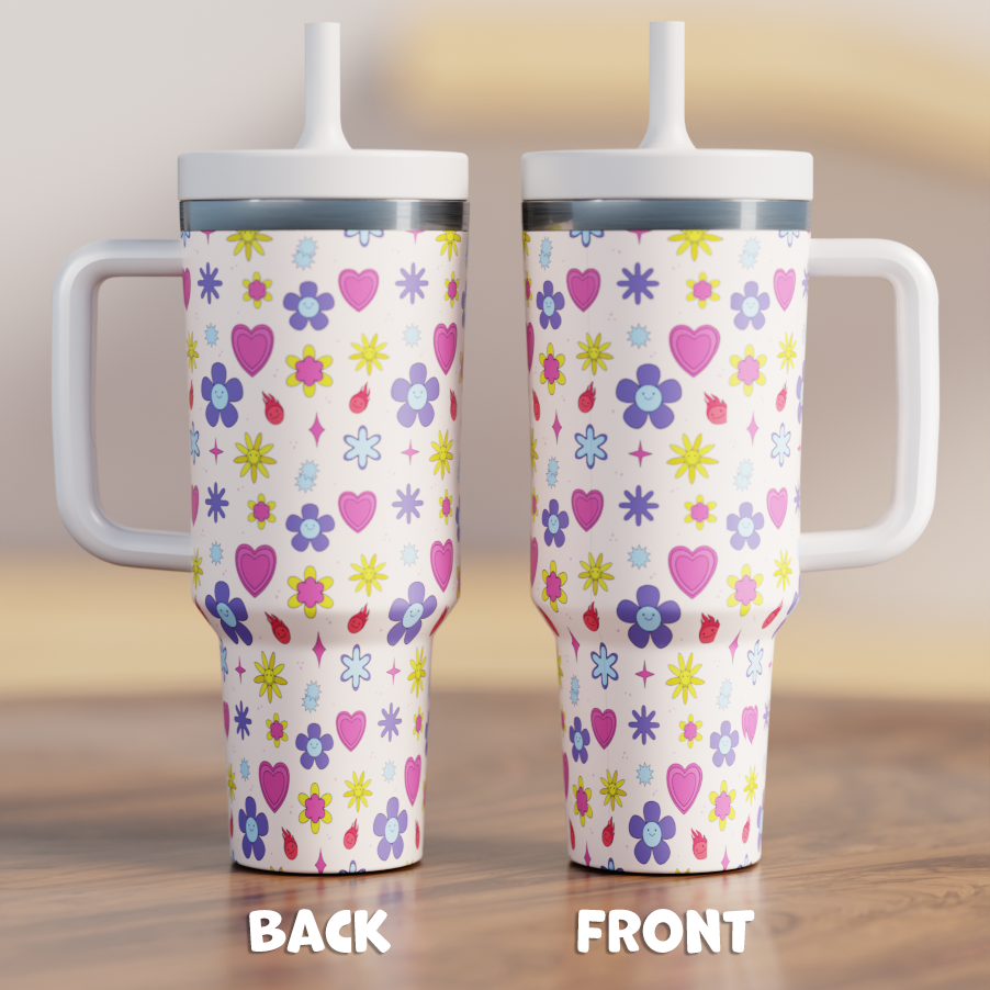 SMILEY FLOWERS 1 Spill Proof Adult CREWCUP 40oz