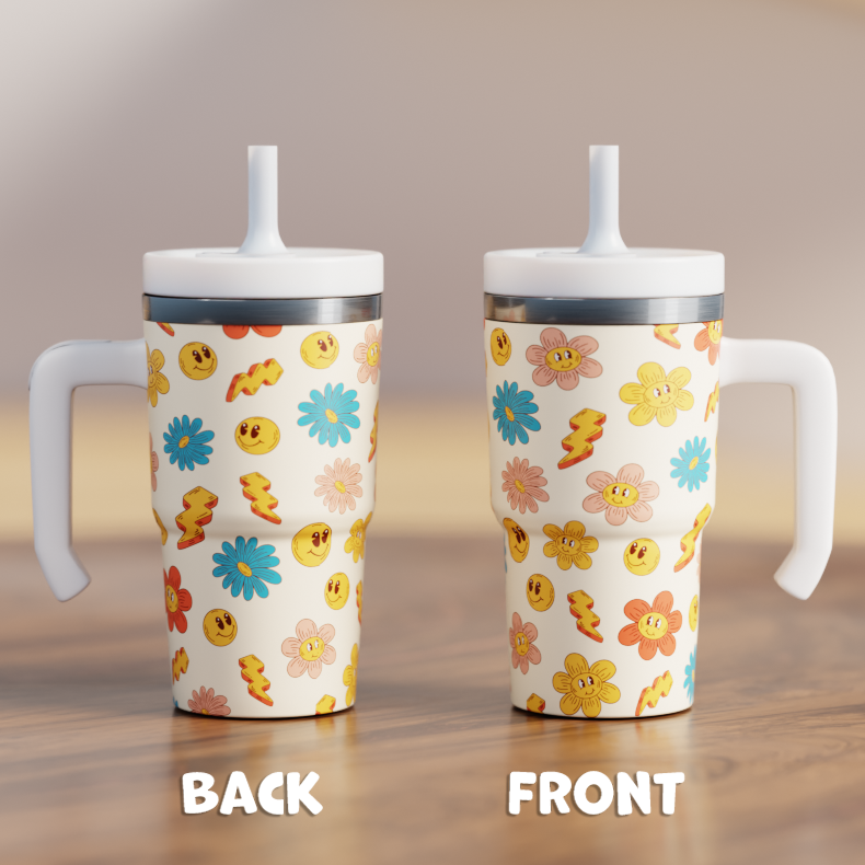 SMILEY FLOWERS 2  Spill Proof Kids CREWCUP 20oz