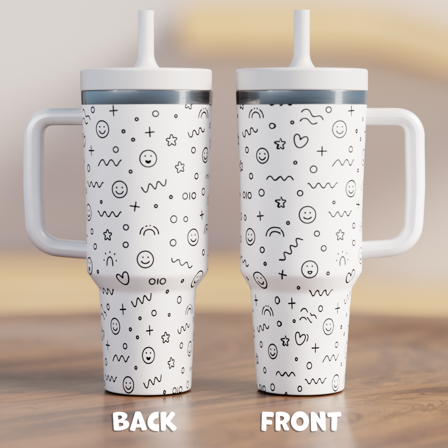 SMILEY FLOWERS 3 Spill Proof Adult CREWCUP 40oz