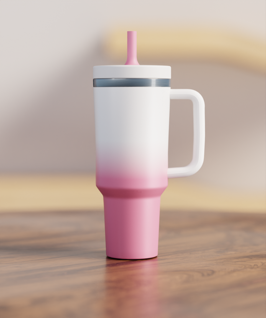 White Pink Gradient Spill Proof Adult CREWCUP 40oz