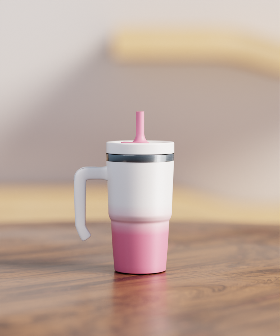 White Pink Gradient Spill Proof Kids CREWCUP 20oz