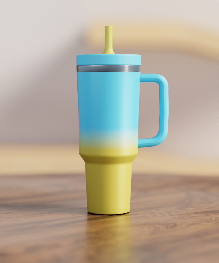 Yellow Blue Gradient Spill Proof Adult CREWCUP 40oz