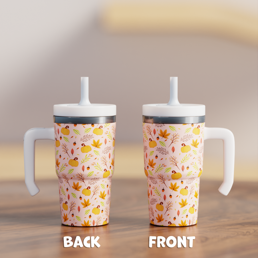 Fall Autumn Leaves Spill Proof Kids CREWCUP 20oz