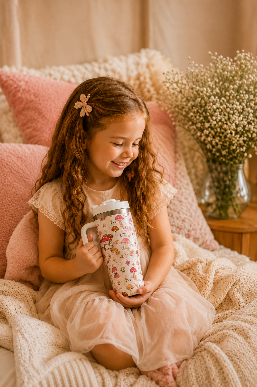 Child holding a decorated cup