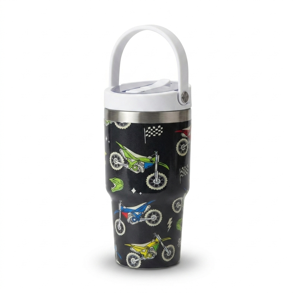 Bucket Handle 20oz Crewcup | Spill-Proof Flip Straw