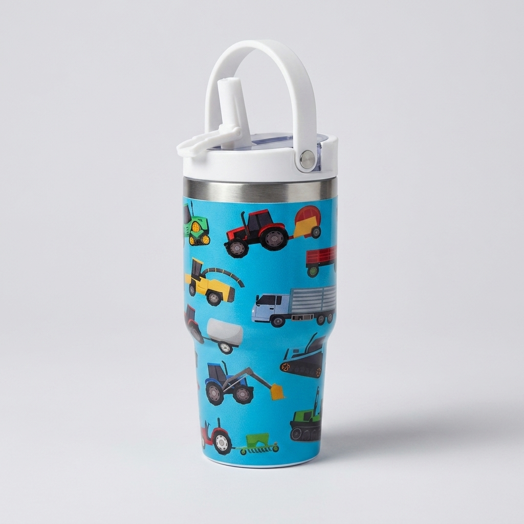 Bucket Handle 20oz Crewcup | Spill-Proof Flip Straw