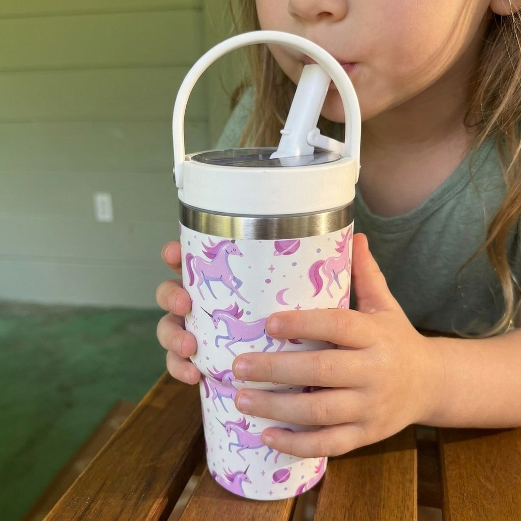 Bucket Handle 20oz Crewcup | Spill-Proof Flip Straw
