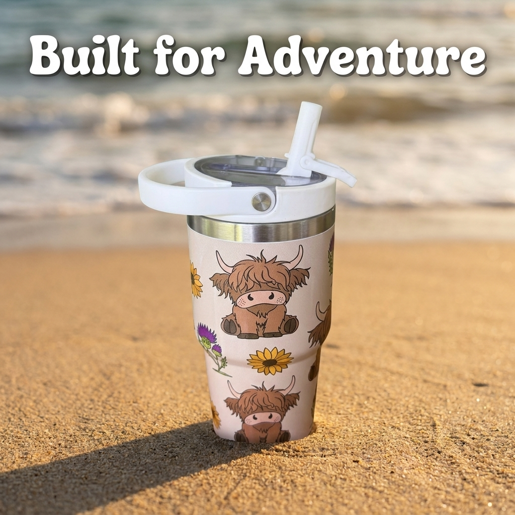 Bucket Handle 20oz Crewcup | Spill-Proof Flip Straw