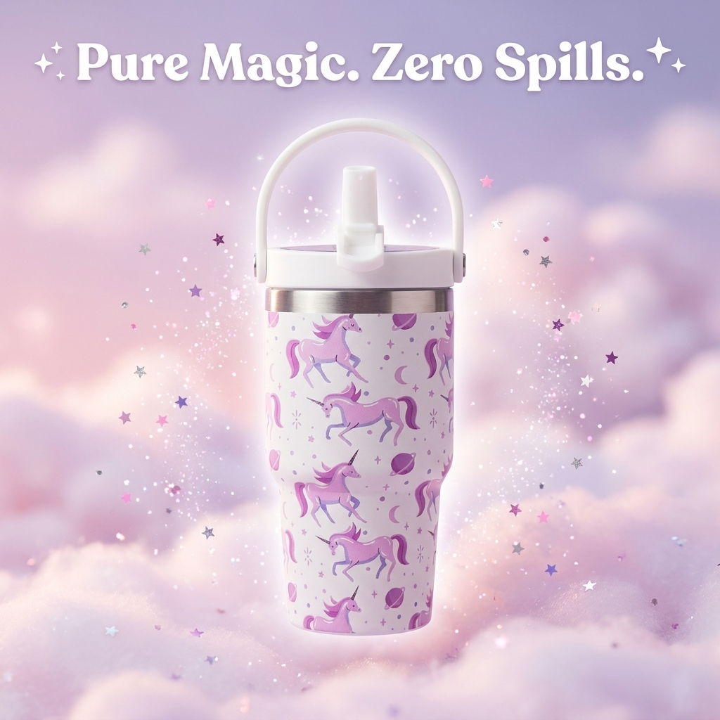 Bucket Handle 20oz Crewcup | Spill-Proof Flip Straw