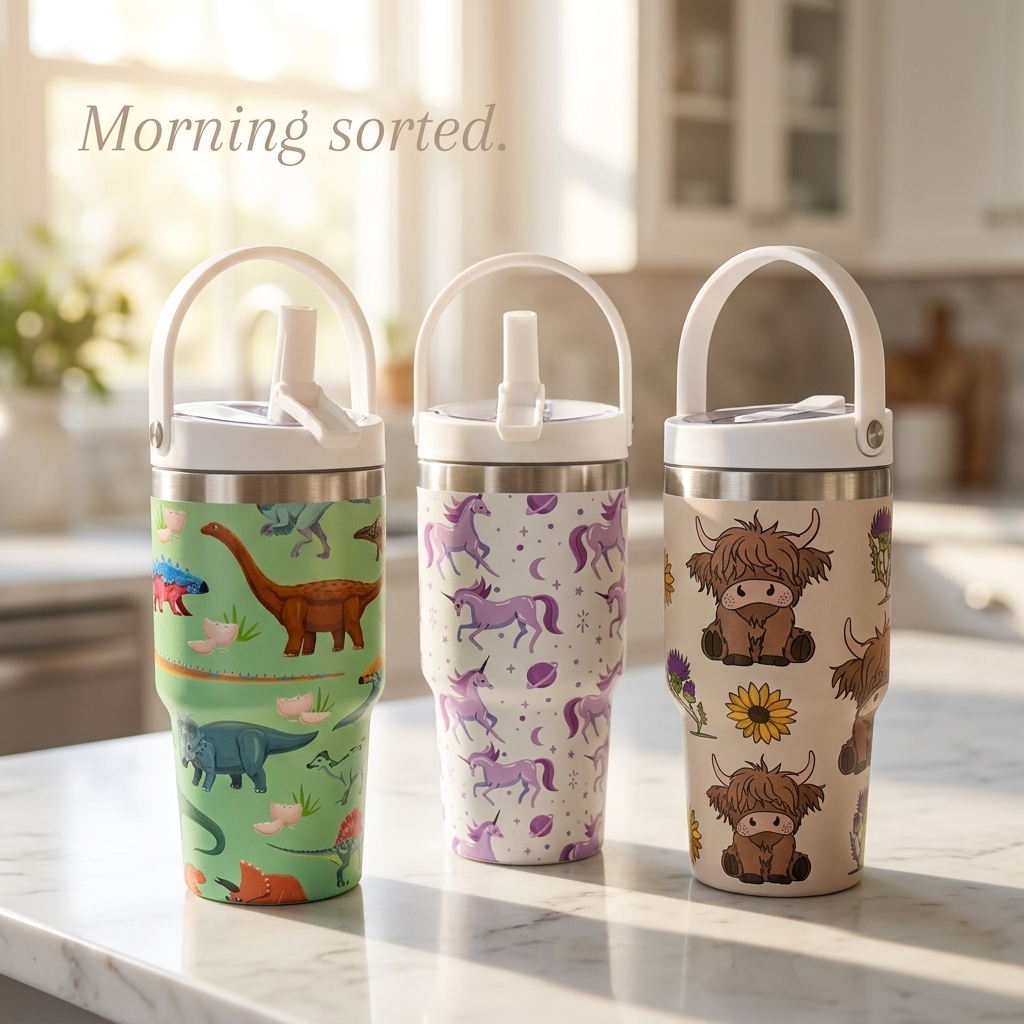 Bucket Handle 20oz Crewcup | Spill-Proof Flip Straw