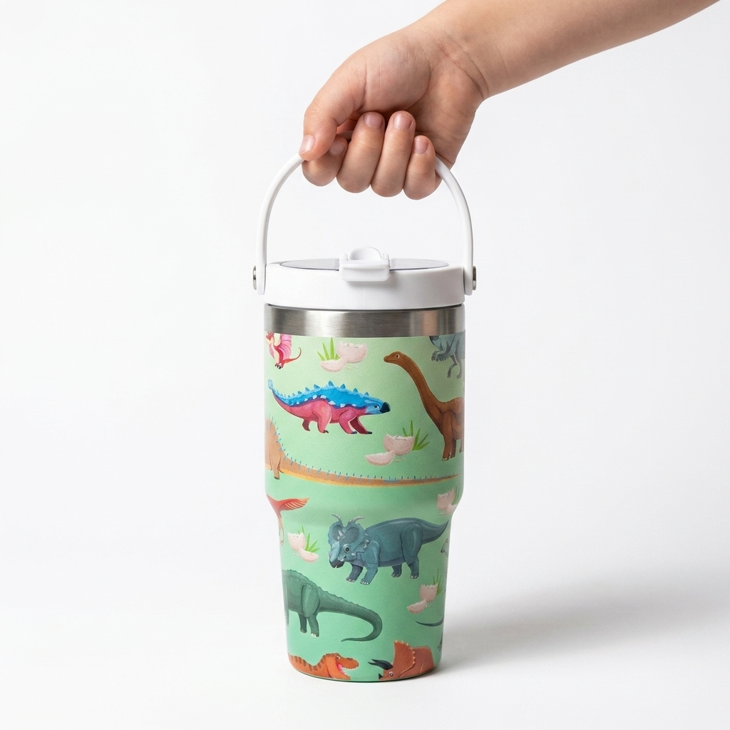 Bucket Handle 20oz Crewcup | Spill-Proof Flip Straw