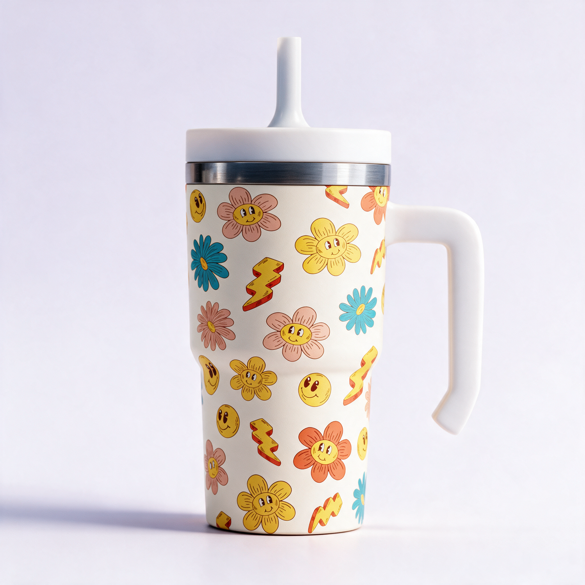 SMILEY FLOWERS 2  Spill Proof Kids CREWCUP 20oz