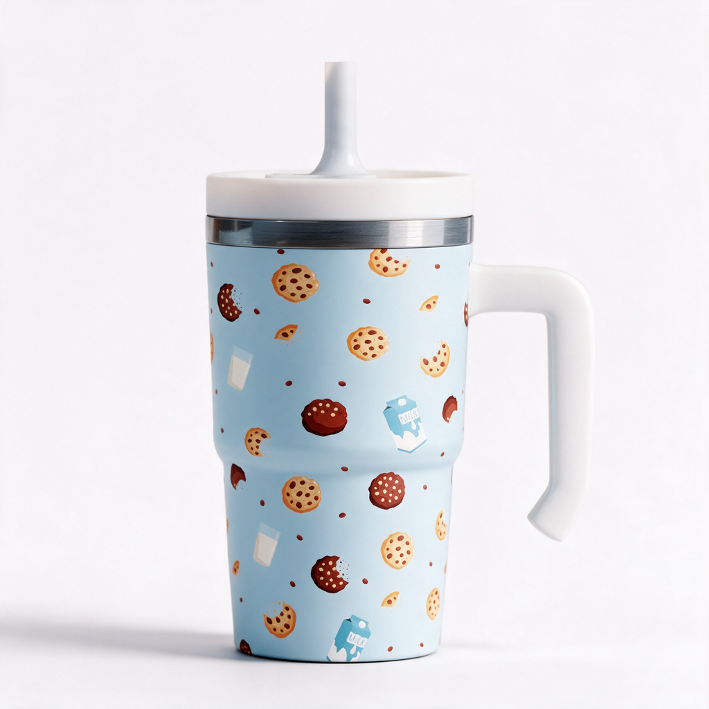 Milk & Cookies Blue Spill Proof Kids CREWCUP 20oz