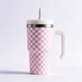 Checkered Pink Spill Proof Kids CREWCUP 20oz