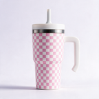 Checkered Pink Spill Proof Kids CREWCUP 20oz