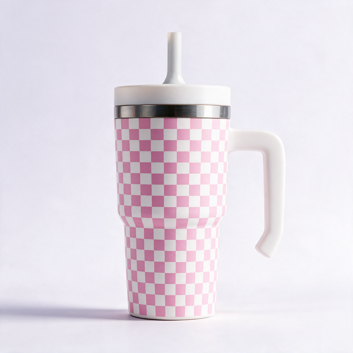 Checkered Pink Spill Proof Kids CREWCUP 20oz