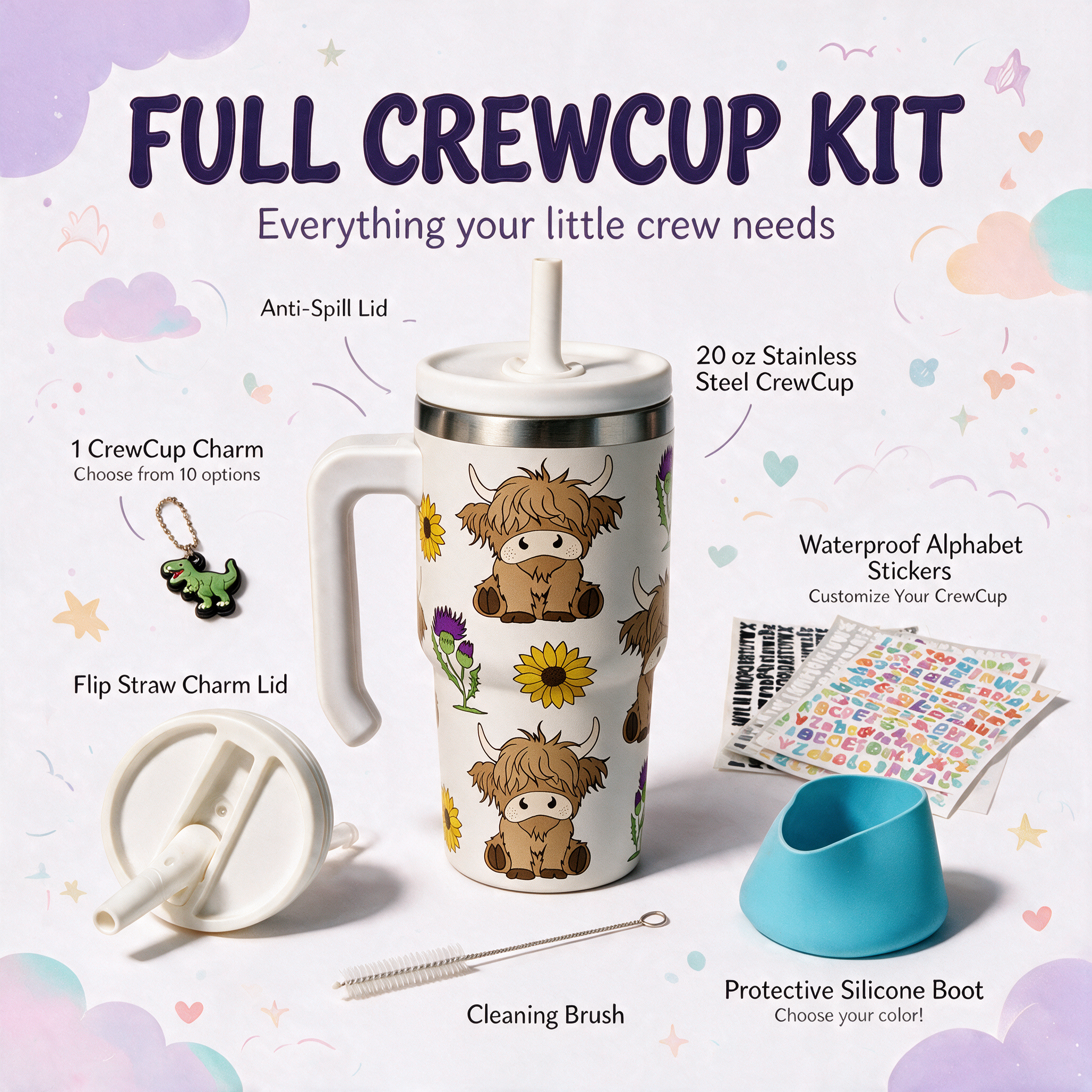 Highland Cow Spill Proof Kids CREWCUP 20oz