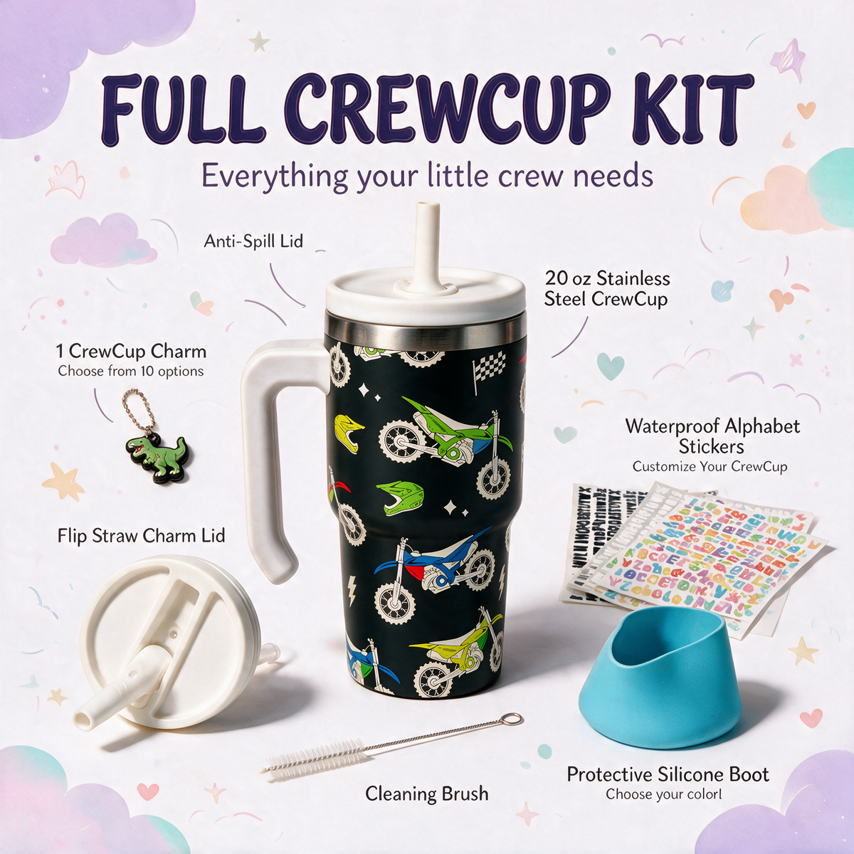 Dirt Bike Spill Proof Kids CREWCUP 20oz – The Mum Crew