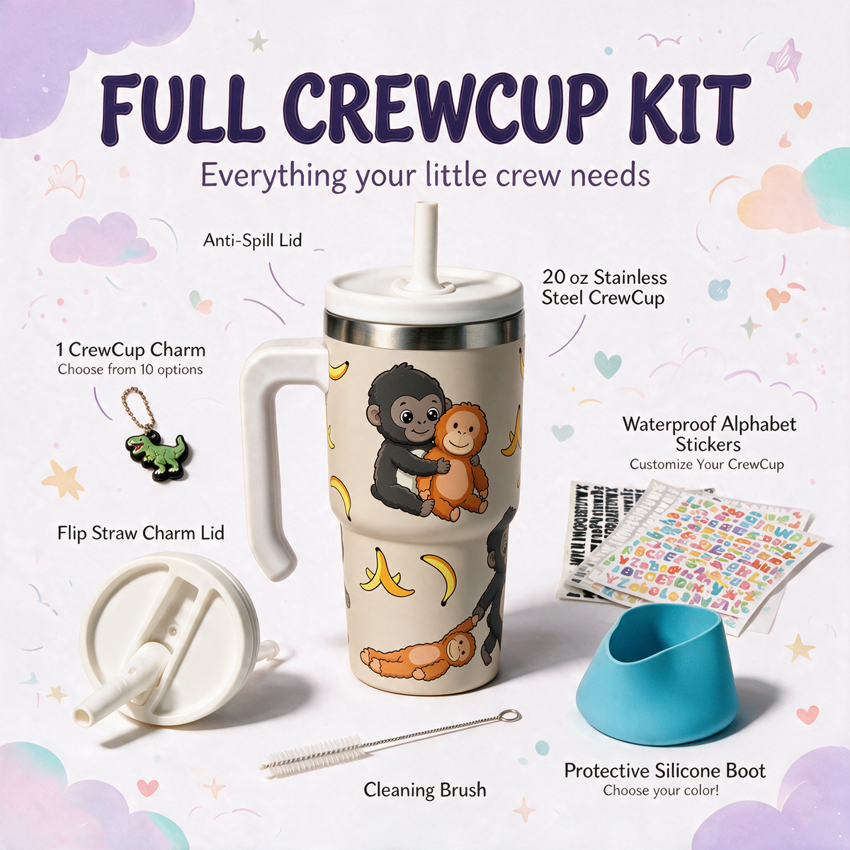 "Punch The Monkey" Spill Proof Kids CREWCUP 20oz