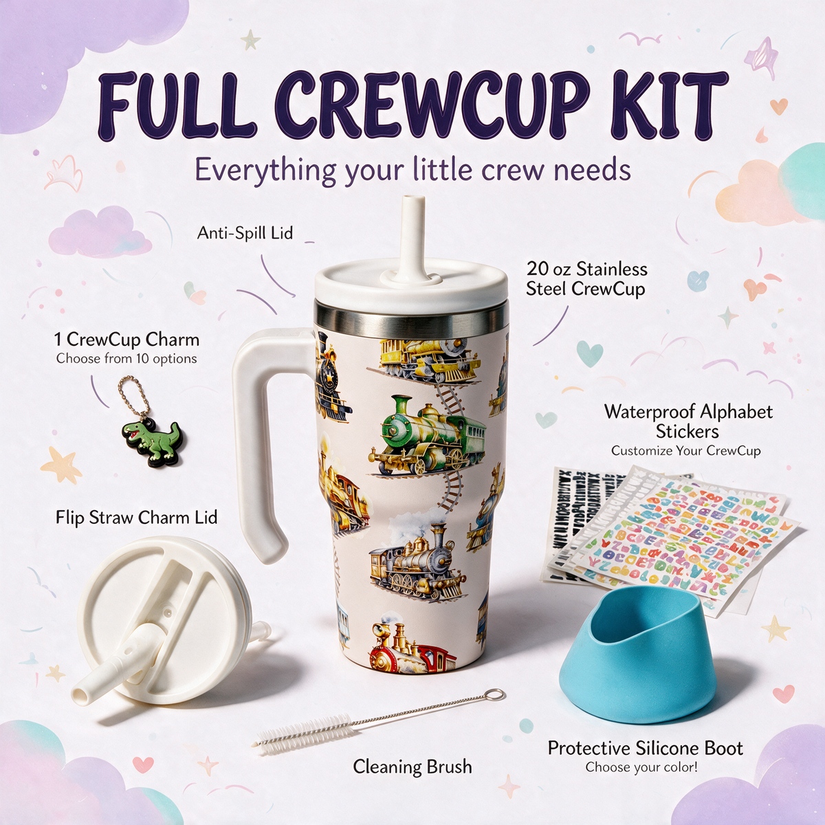 Trains Spill Proof Kids CREWCUP 20oz