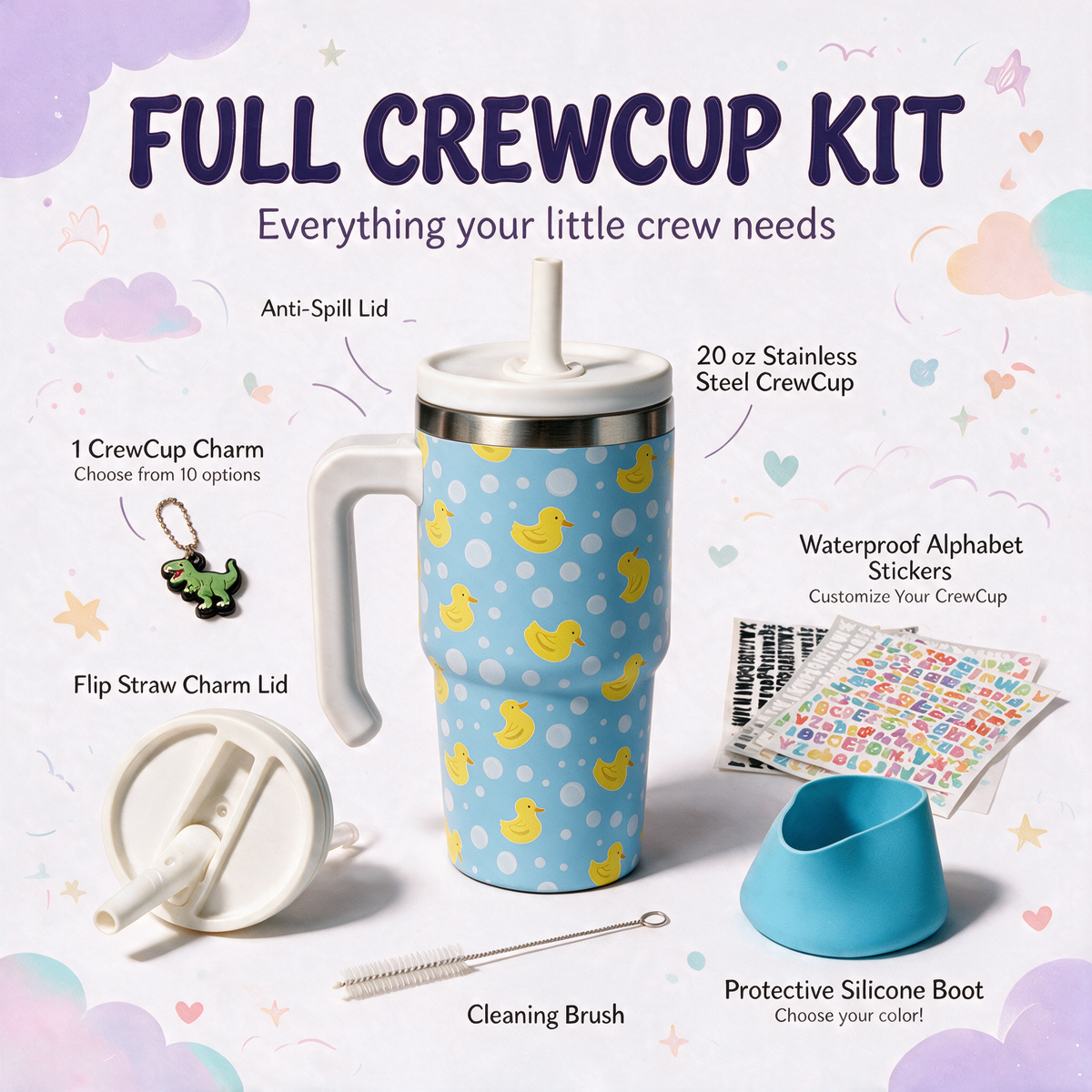 Rubber Ducks Spill Proof Kids CREWCUP 20oz