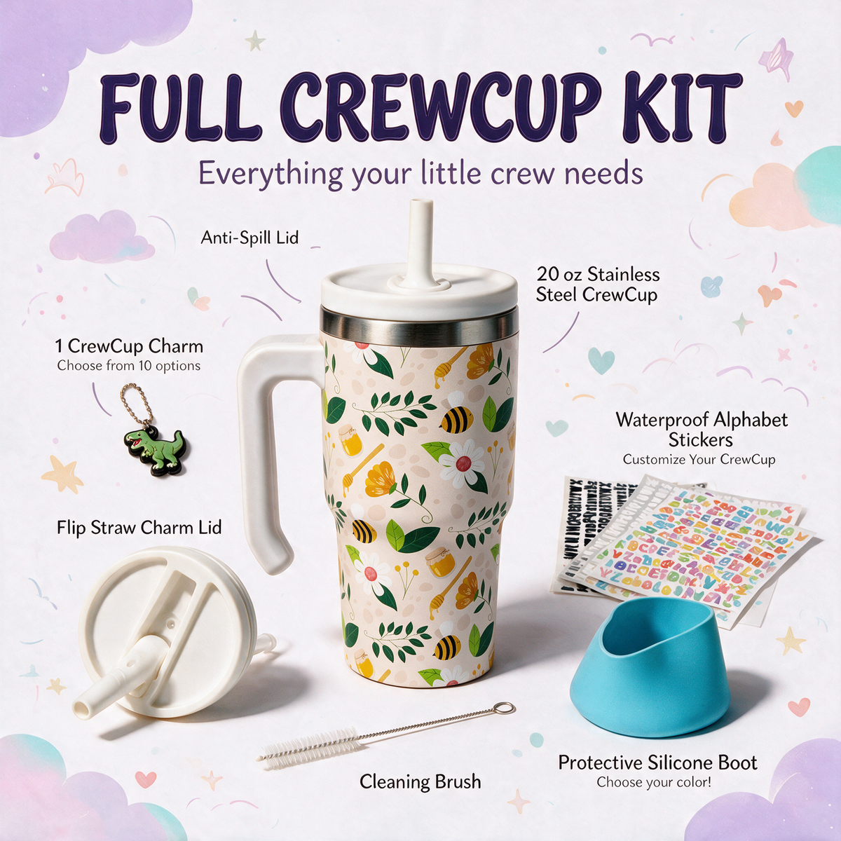 Bees Honey Spill Proof Kids CREWCUP 20oz