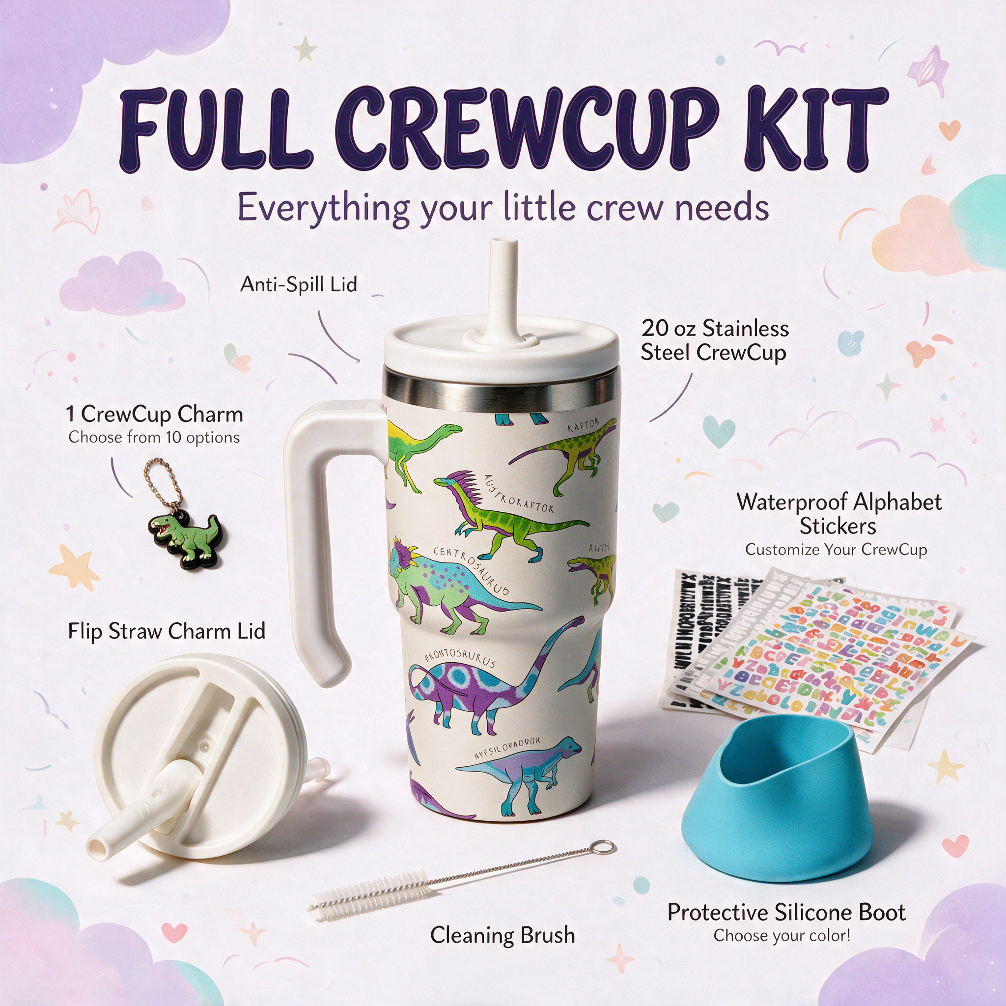 Dinosaur Spill Proof Kids CREWCUP 20oz