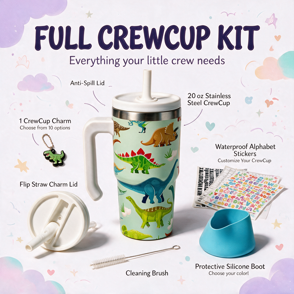 DINOSAURS 3 Spill Proof Kids CREWCUP 20oz