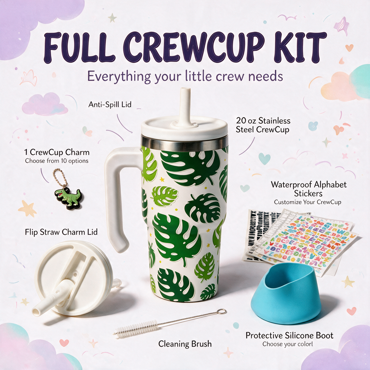 Monstera Spill Proof Kids CREWCUP 20oz