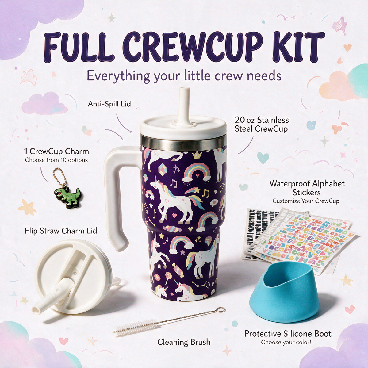 UNICORNS 2  Spill Proof Kids CREWCUP 20oz