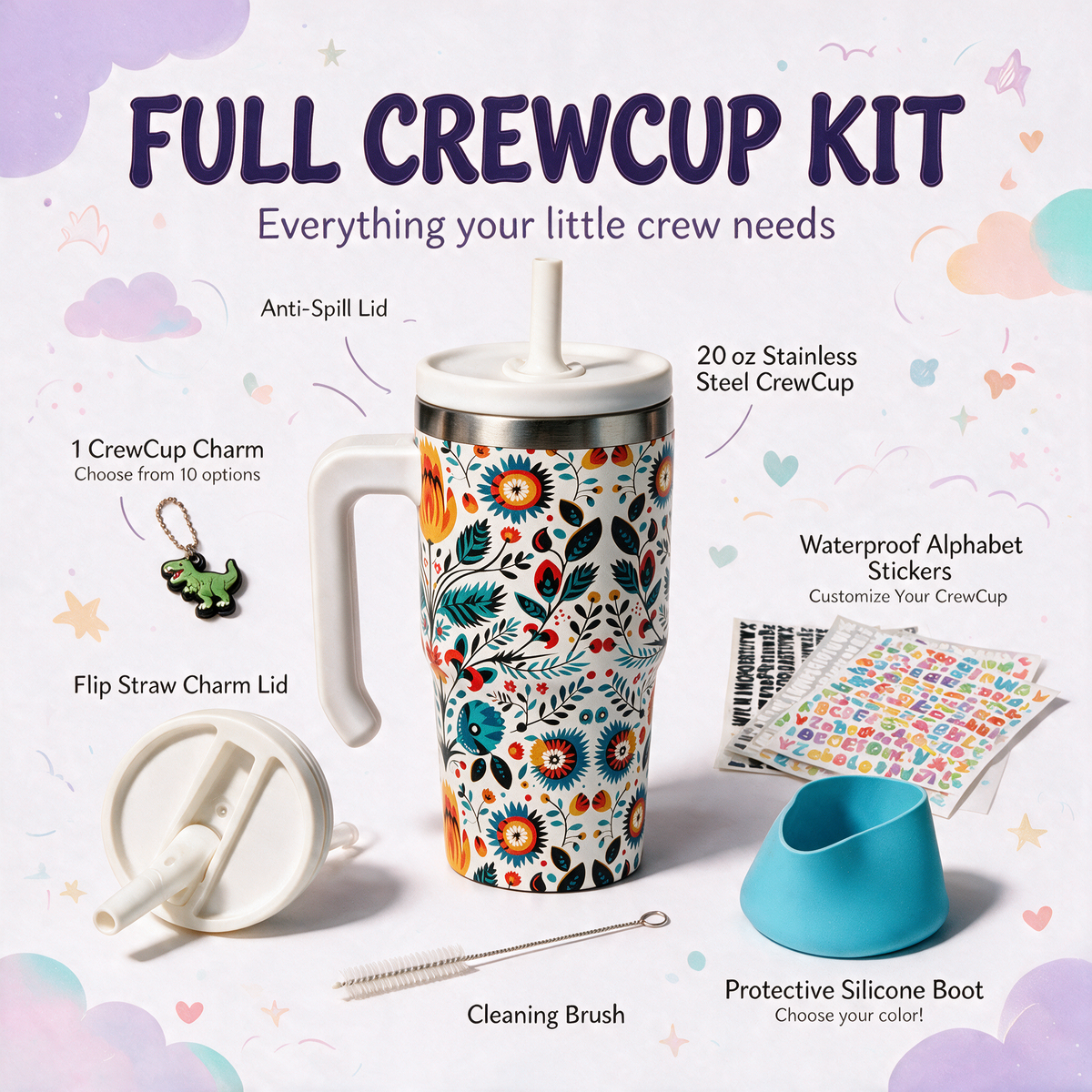 Folk Art Spill Proof Kids CREWCUP 20oz