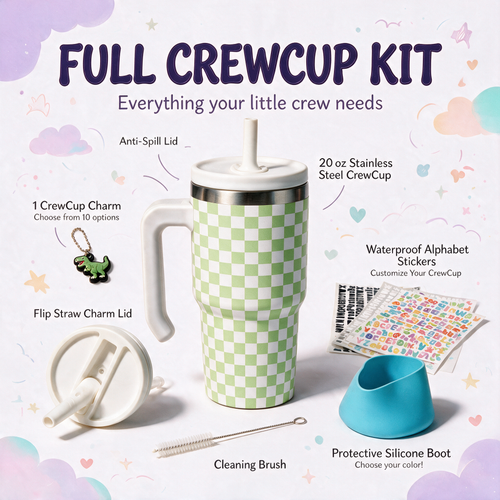 Checkered Green Spill Proof Kids CREWCUP 20oz