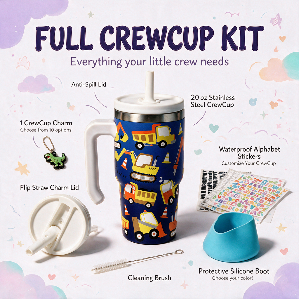 Construction Vehicles Spill Proof Kids CREWCUP 20oz – The Mum Crew